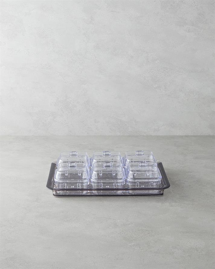 Axel Acrylic 6 Compartment Breakfast Box 25x35 cm Anthracite