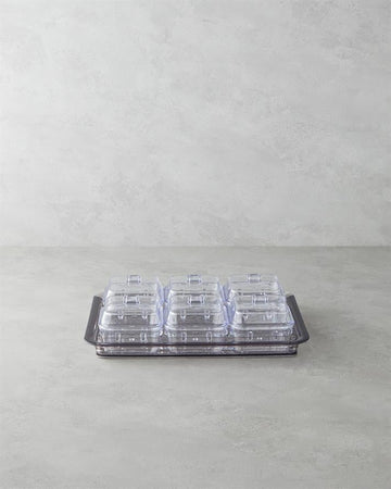 Axel Acrylic 6 Compartment Breakfast Box 25x35 cm Anthracite