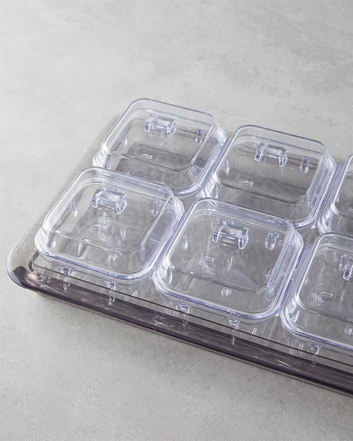 Axel Acrylic 6 Compartment Breakfast Box 25x35 cm Anthracite