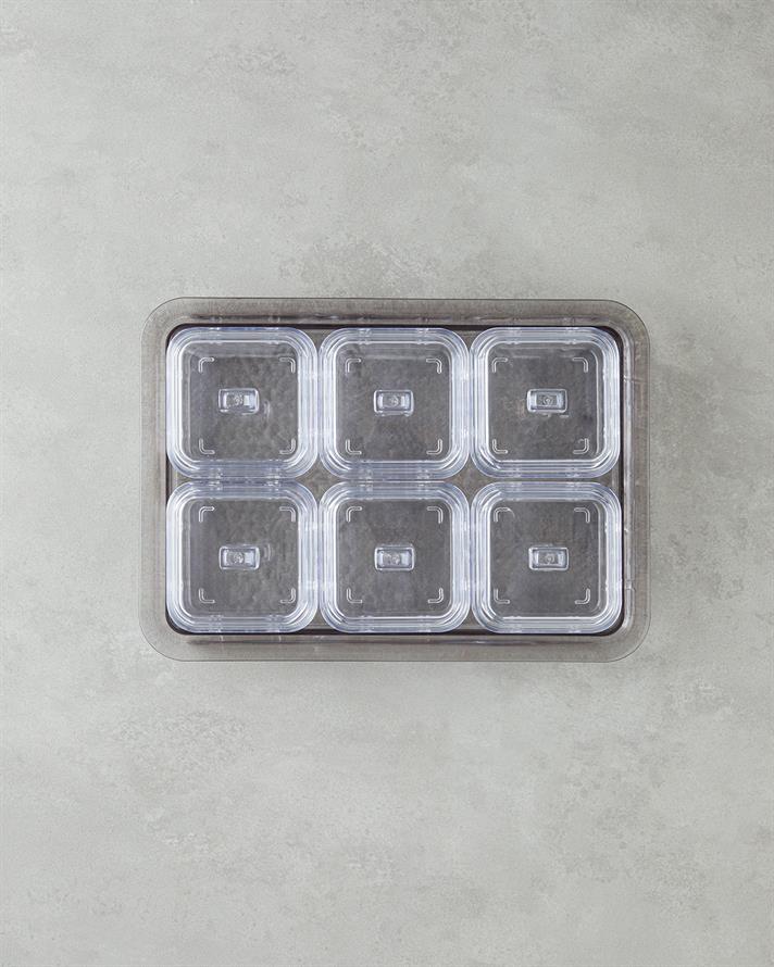 Axel Acrylic 6 Compartment Breakfast Box 25x35 cm Anthracite