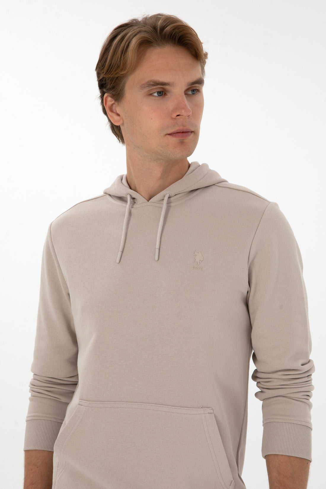 Erkek Regular Fit Kapişonlu Taş Basic Sweatshirt