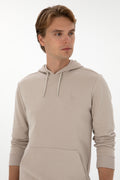 Erkek Regular Fit Kapişonlu Taş Basic Sweatshirt