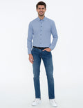 Navy Blue Slim Fit Long Sleeve Shirt