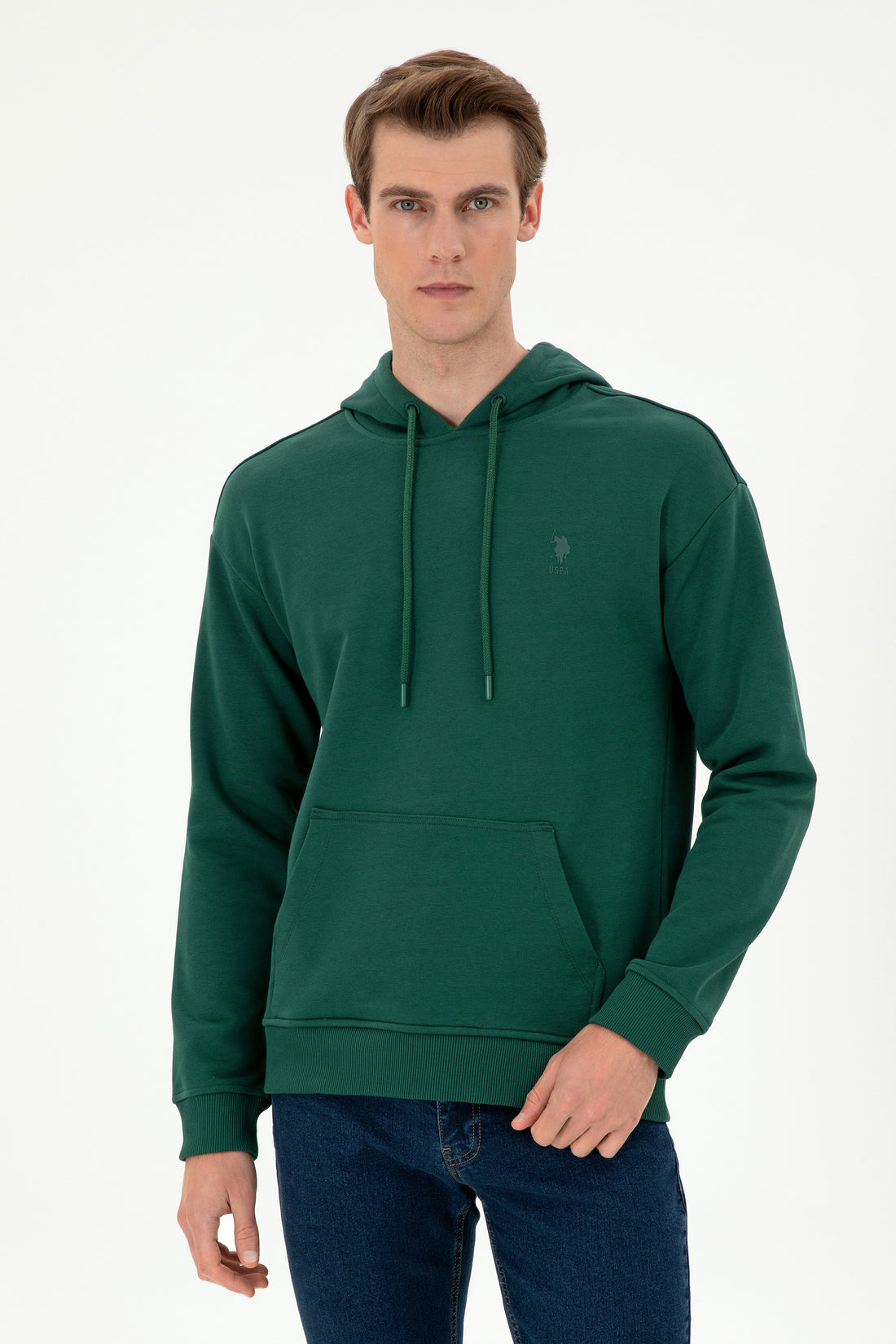 Men's Dark Green Basic Sweatshirt