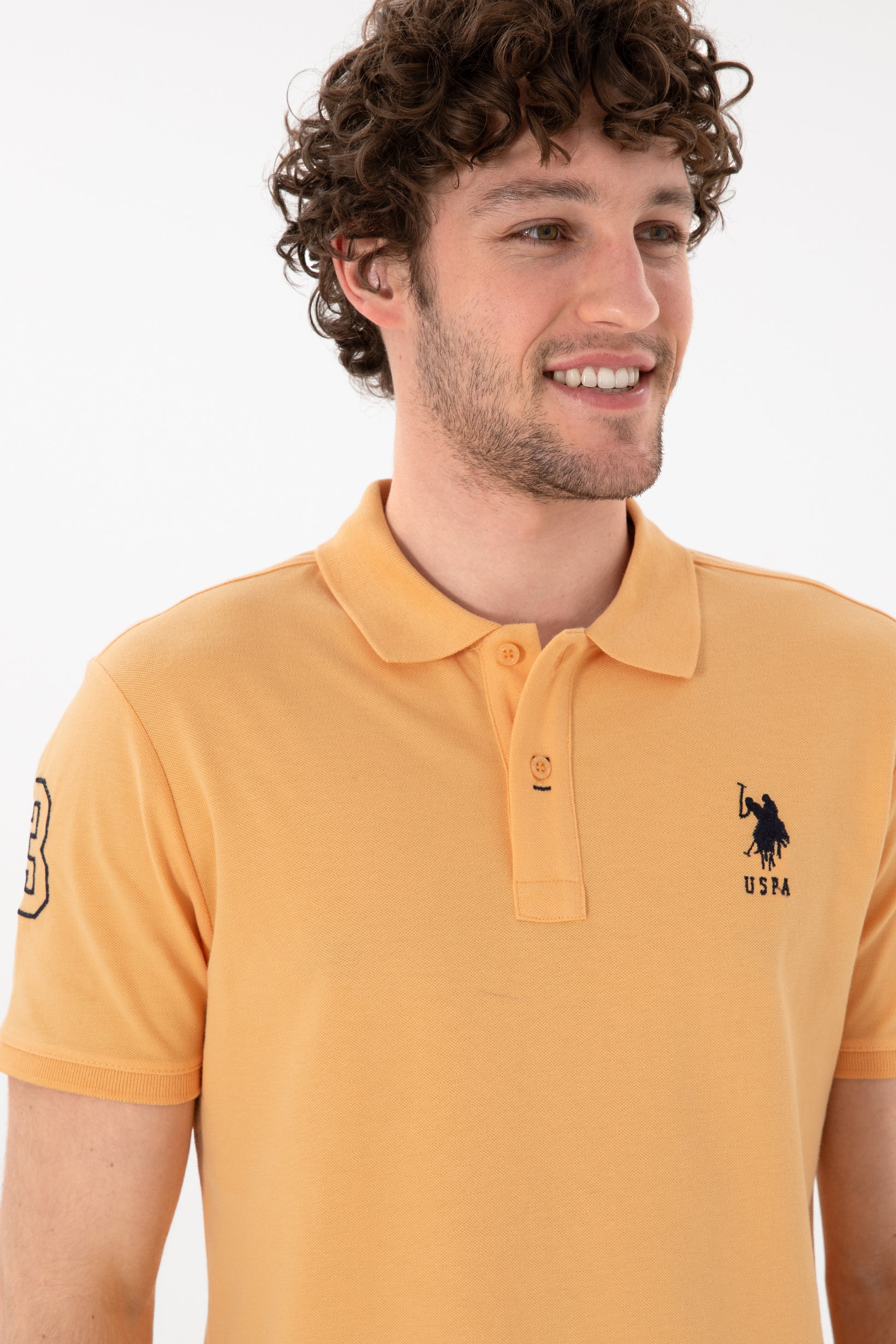 Men's Slim Fit Polo Neck Orange Basic T-Shirt