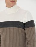 Mink Melange Slim Fit Turtleneck Sweater