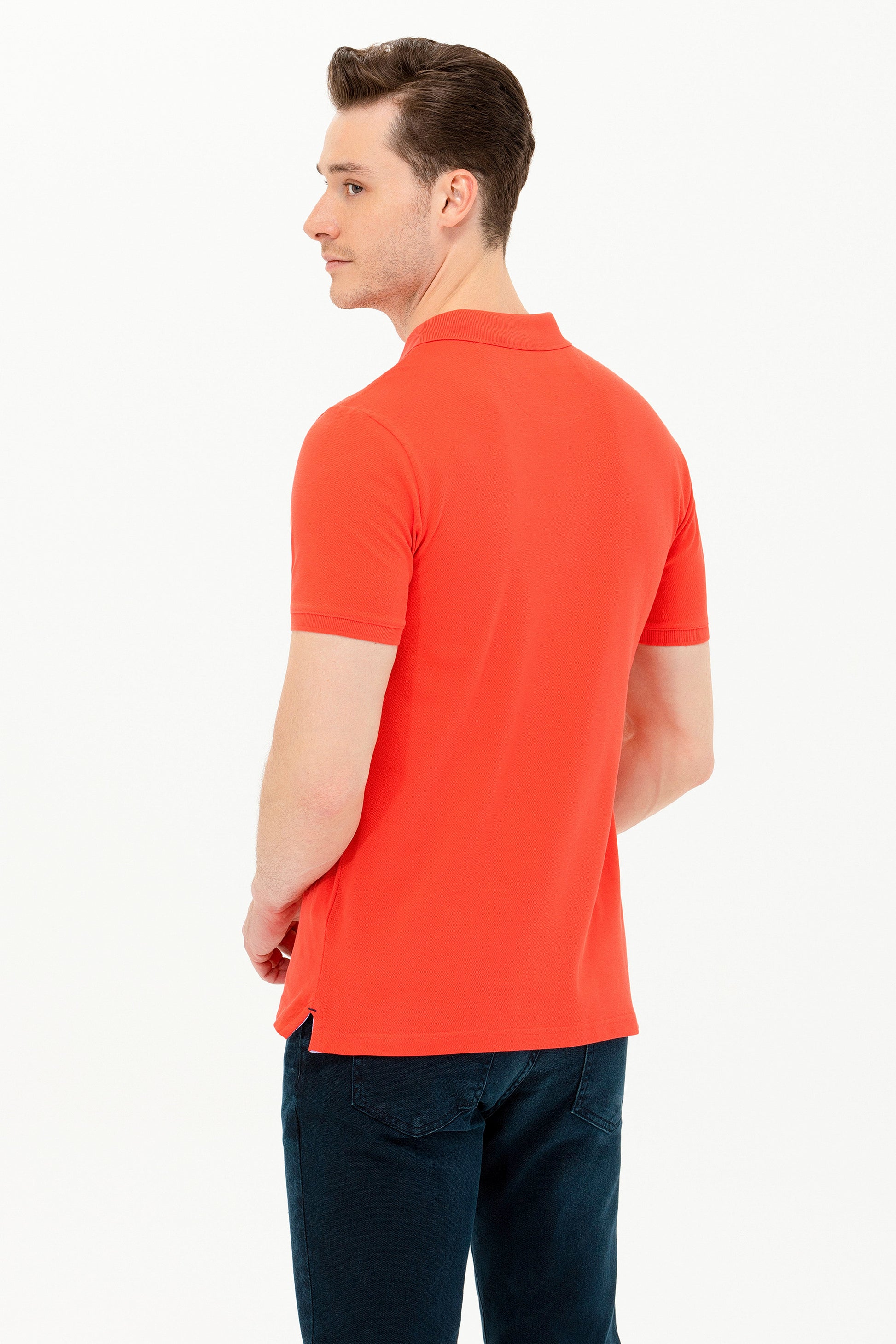 Men's Red Basic Polo Neck T-Shirt