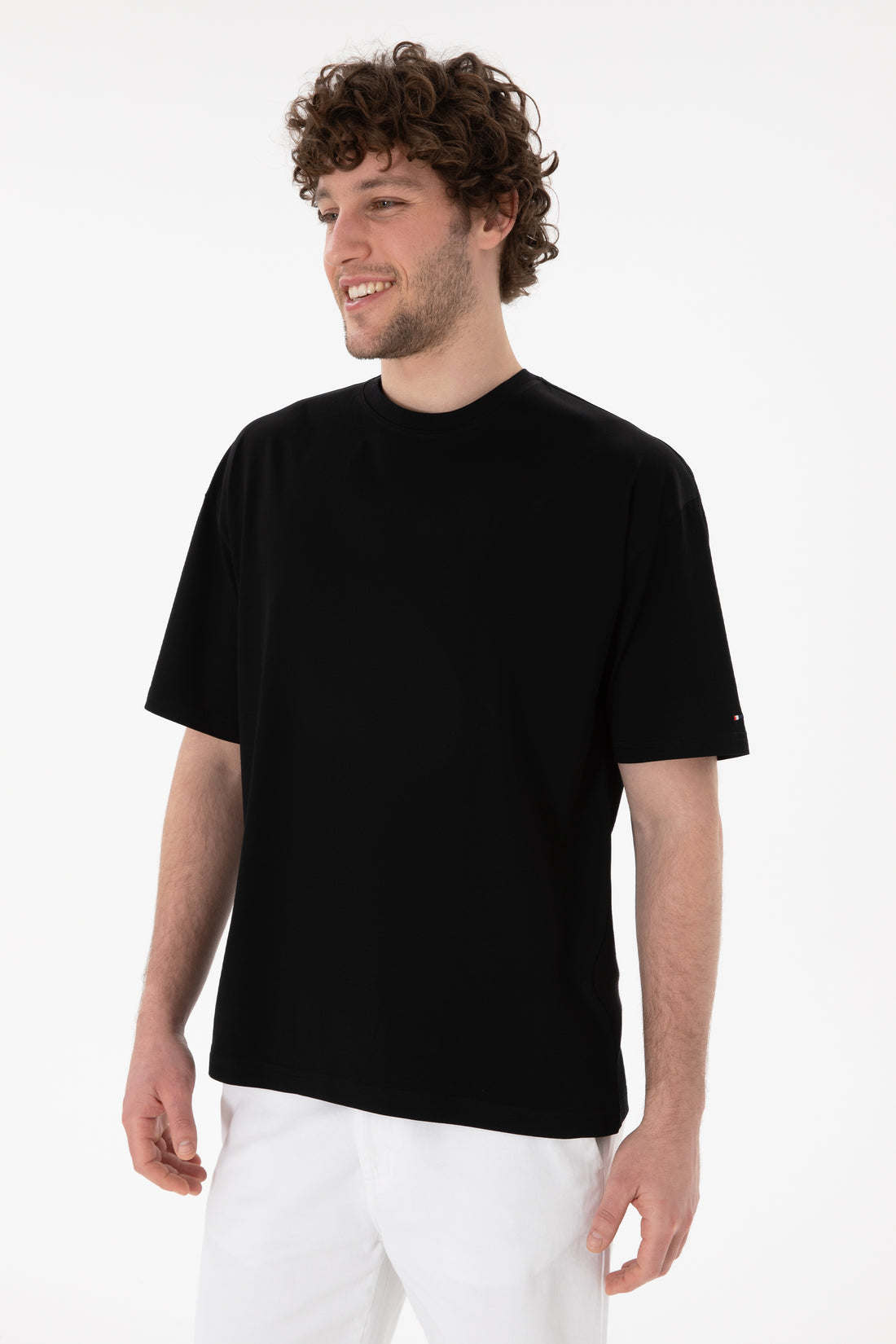 Men's Comfort Fit Crew Neck Black Mercerized Basic T-Shirt