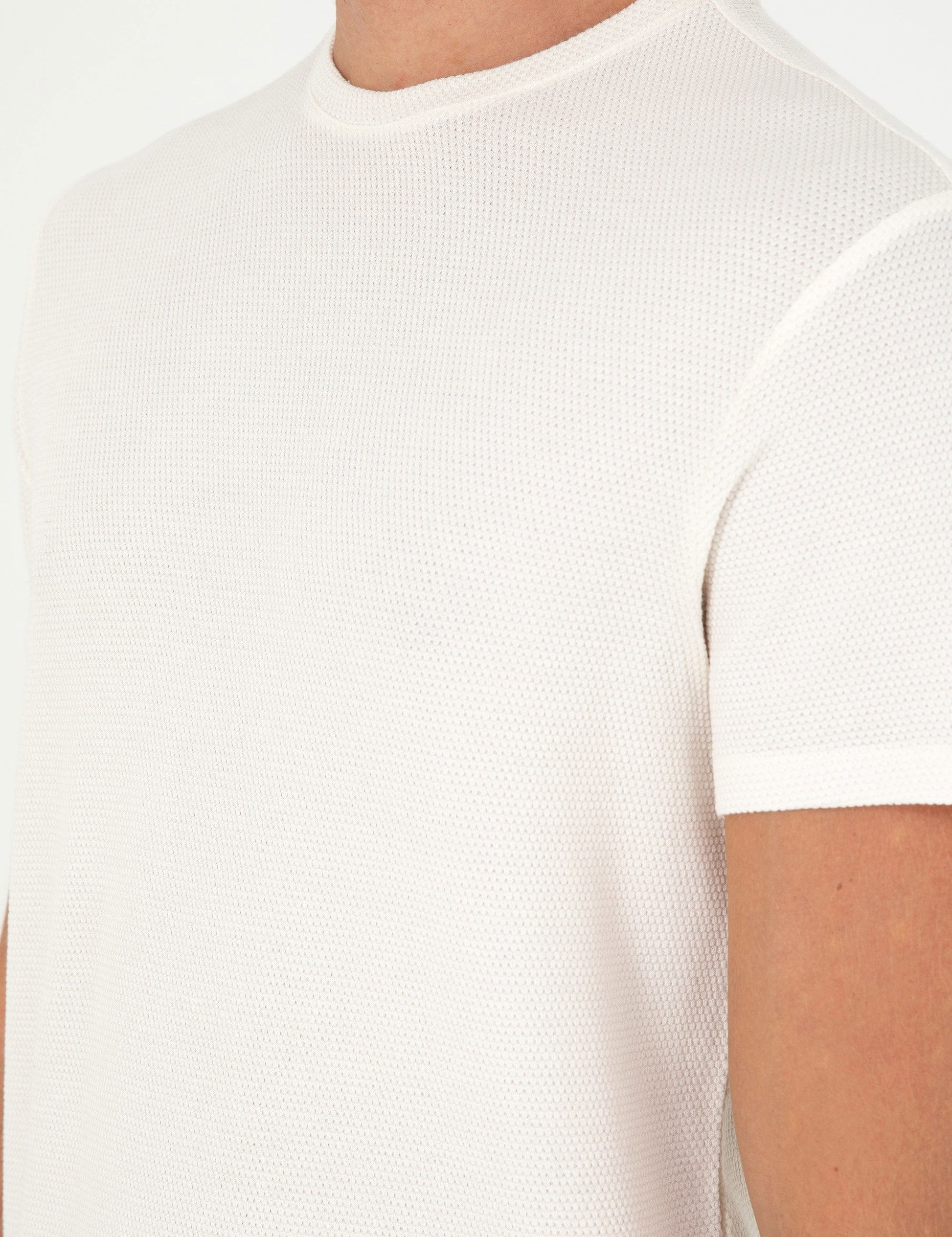 Ecru Slim Fit Basic T-Shirt