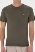 Men's Slim Fit Crew Neck Dark Khaki T-Shirt