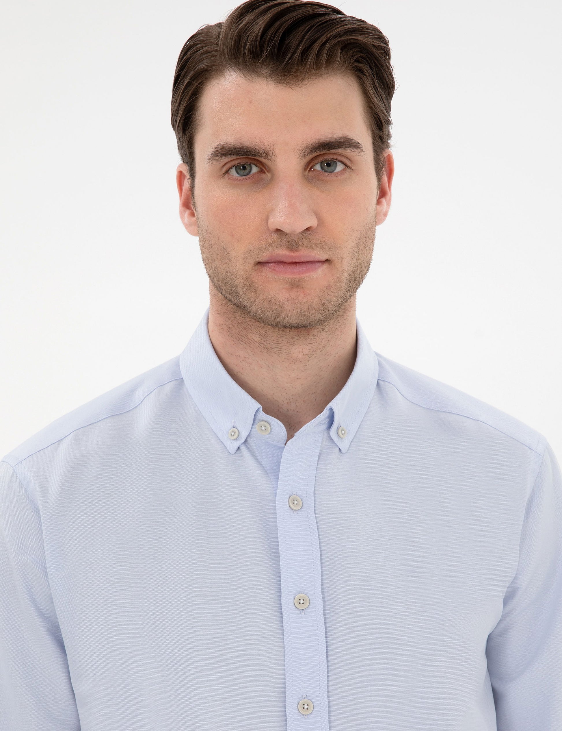 Light Blue Slim Fit Oxford Shirt Long Sleeve