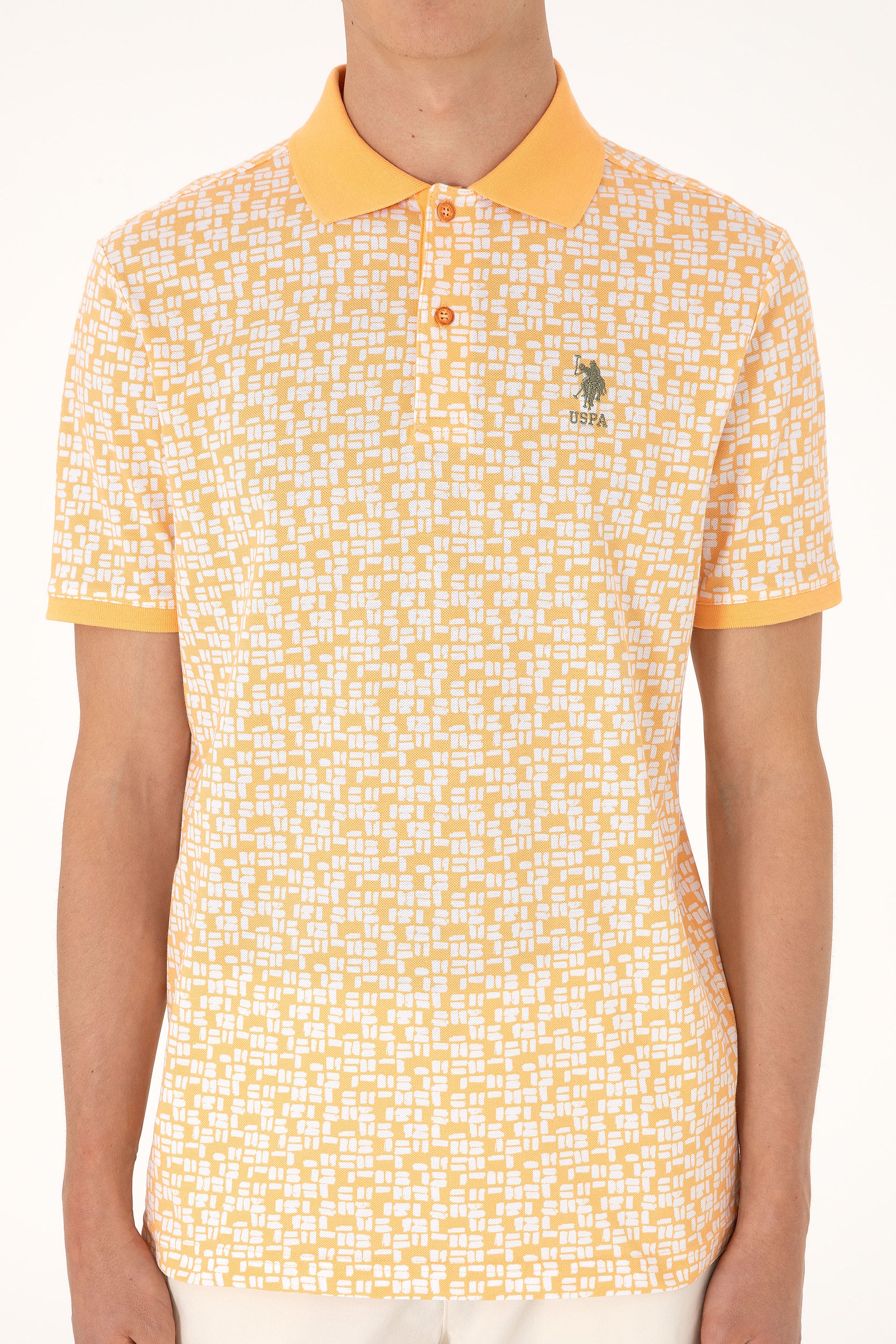 Men's Regular Fit Polo Neck Orange T-Shirt