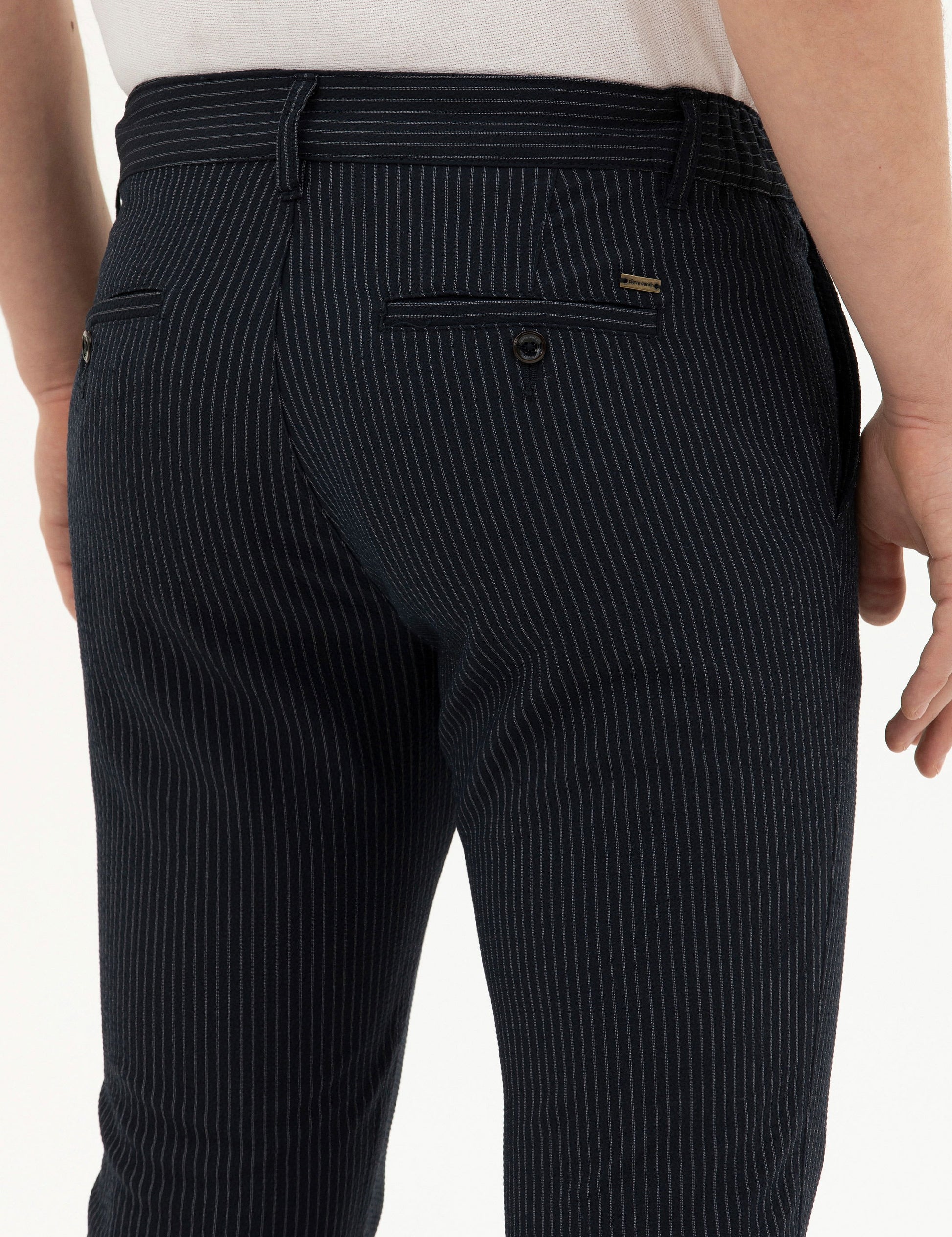 Navy Blue Slim Fit Canvas Pants