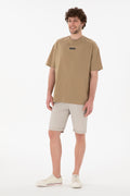 Men's Oversize Fit Crew Neck Khaki T-shirt