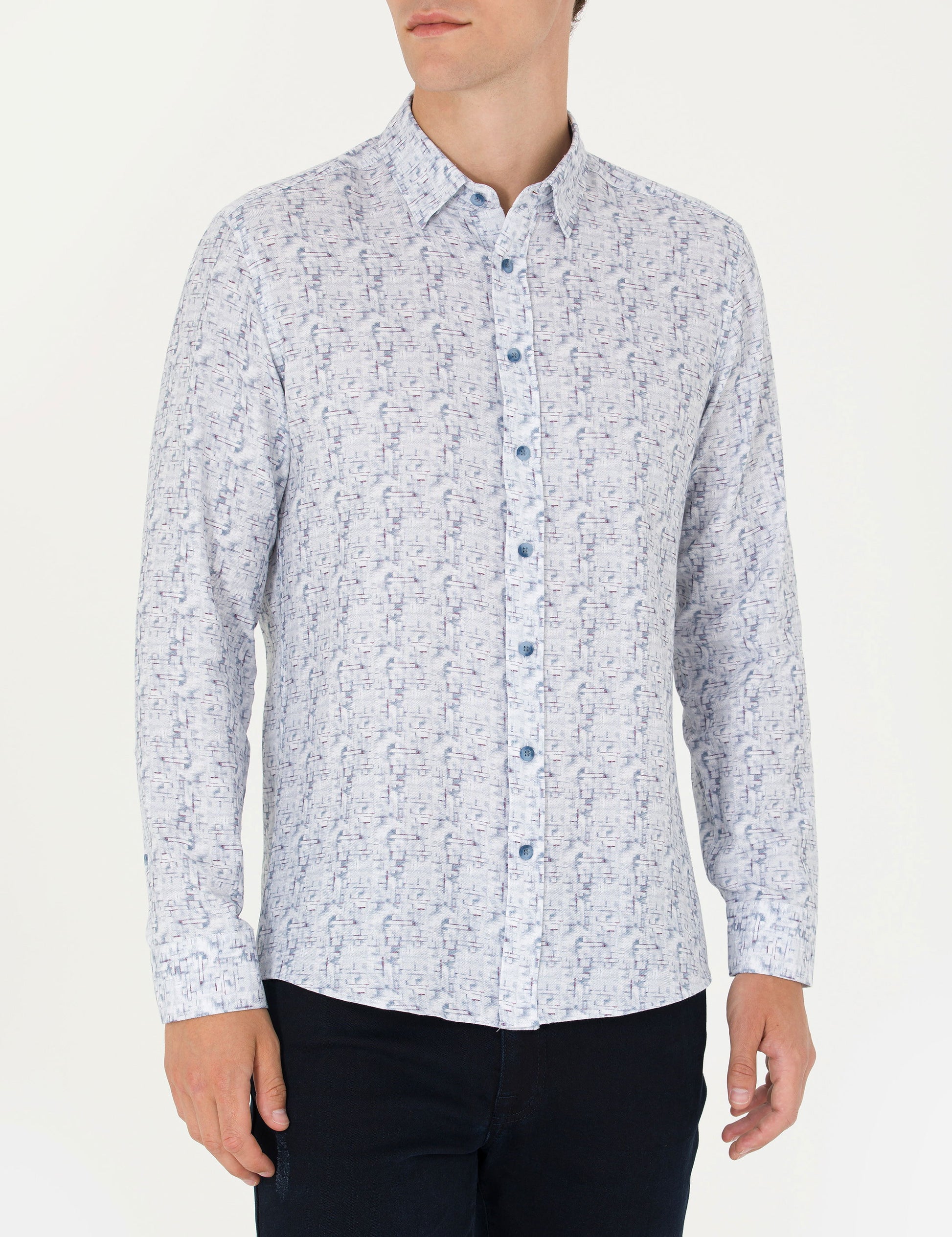 Blue Slim Fit Long Sleeve Shirt