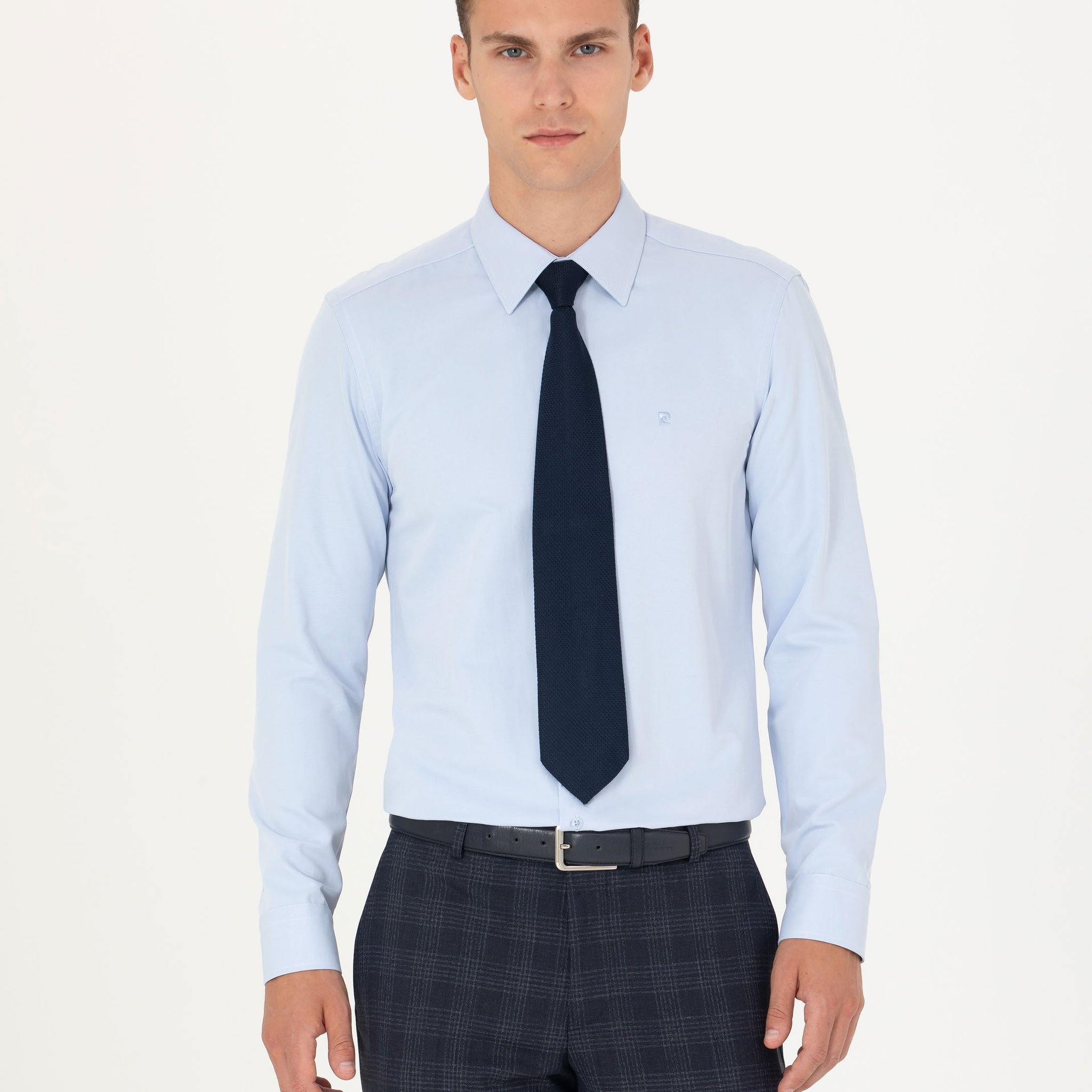 Light Blue Slim Fit Long Sleeve Basic Shirt