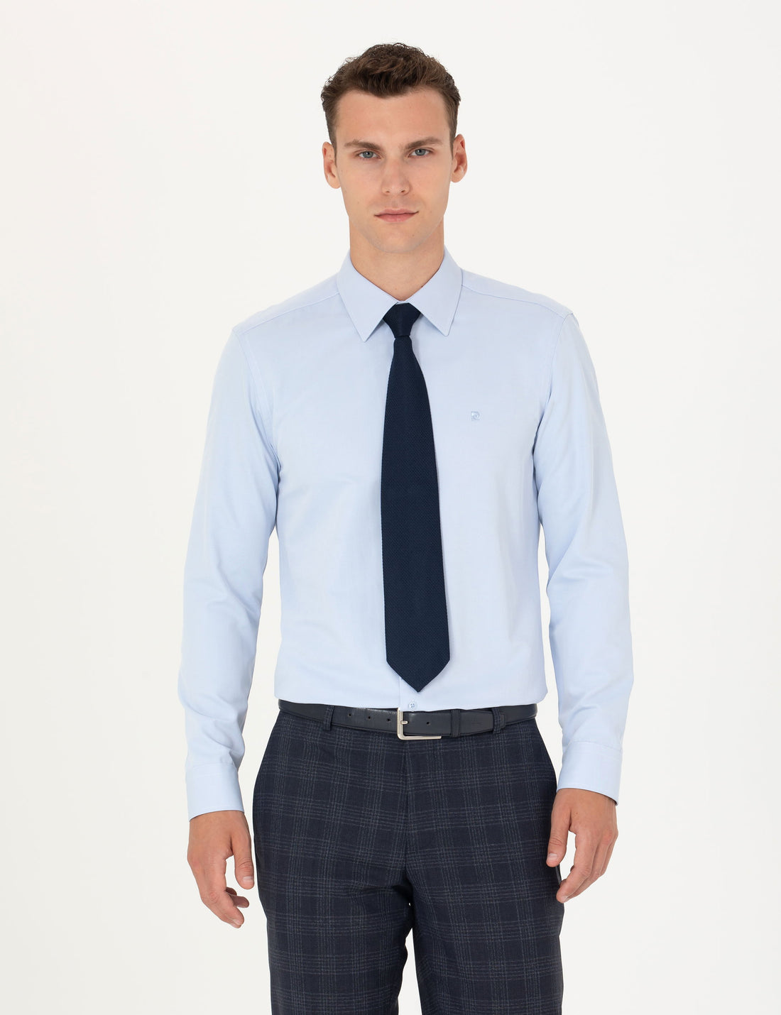 Light Blue Slim Fit Long Sleeve Basic Shirt