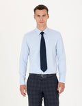 Light Blue Slim Fit Long Sleeve Basic Shirt