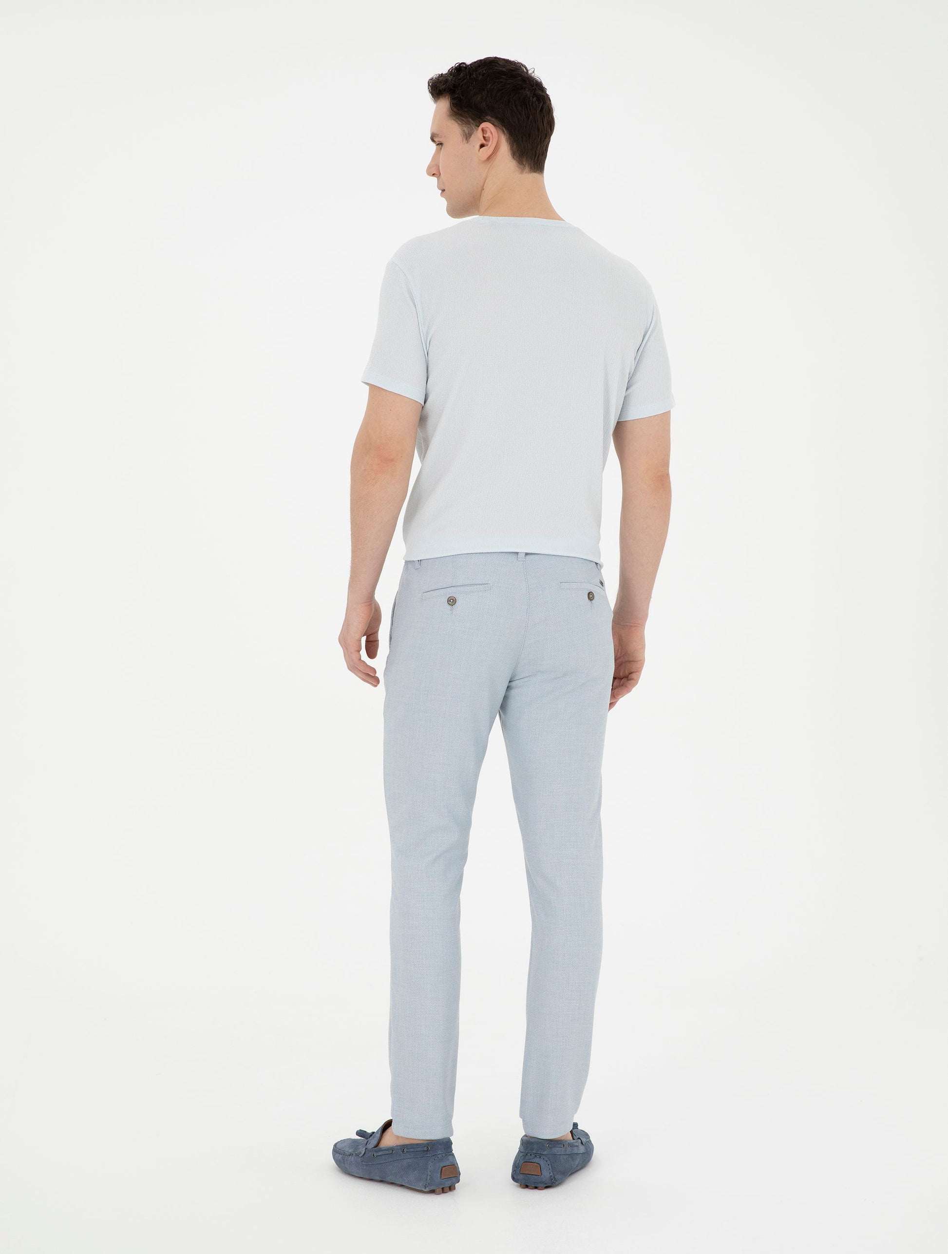 Light Blue Slim Fit Canvas Pants