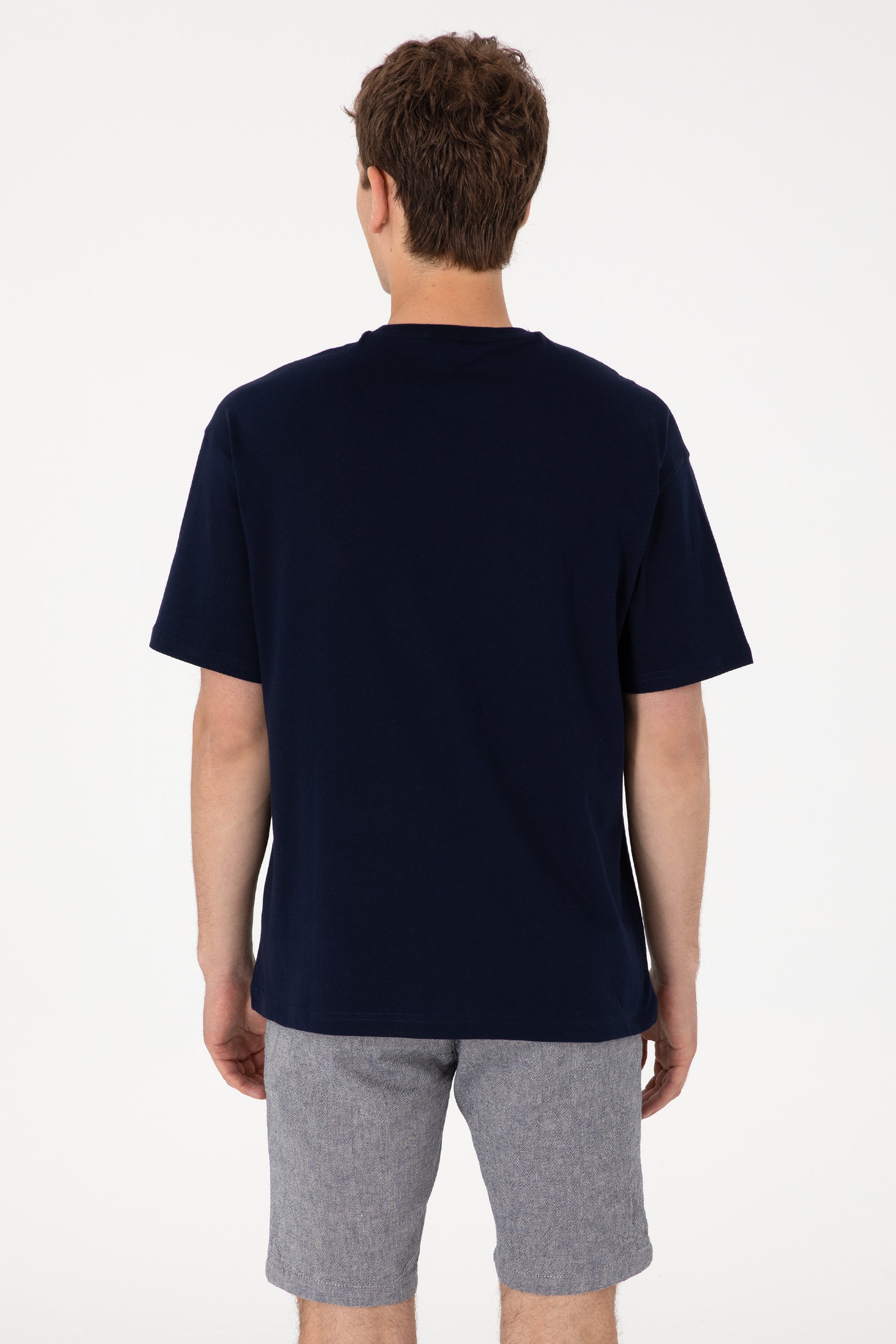 Men's Oversize Fit Crew Neck Navy T-Shirt
