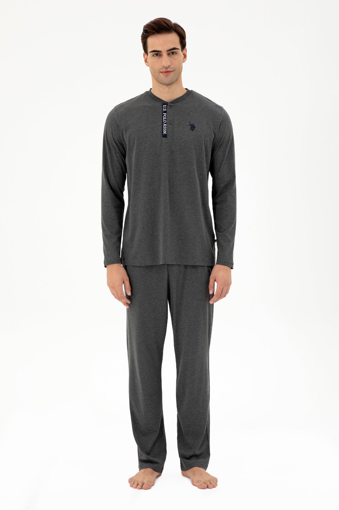 Men's Grey Melange Pajama Set