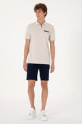 Men's Regular Fit Zipper Stone T-Shirt