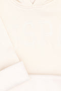 Girls' Cream Hooded Basic Sweatshirt