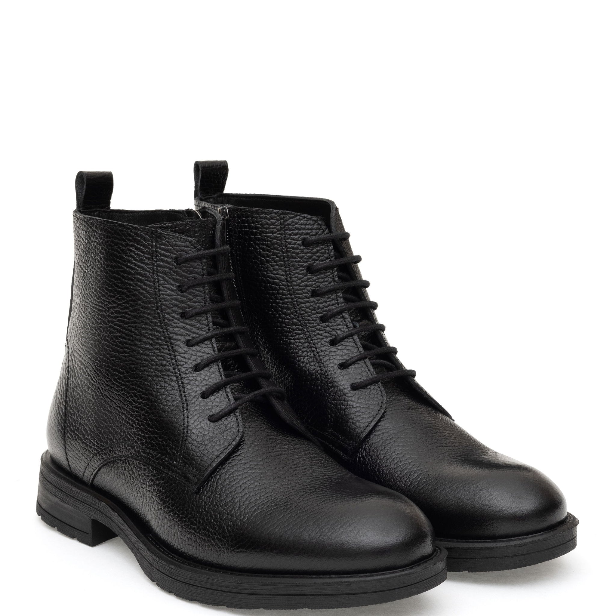 Black 100% Leather Rubber Sole Boots