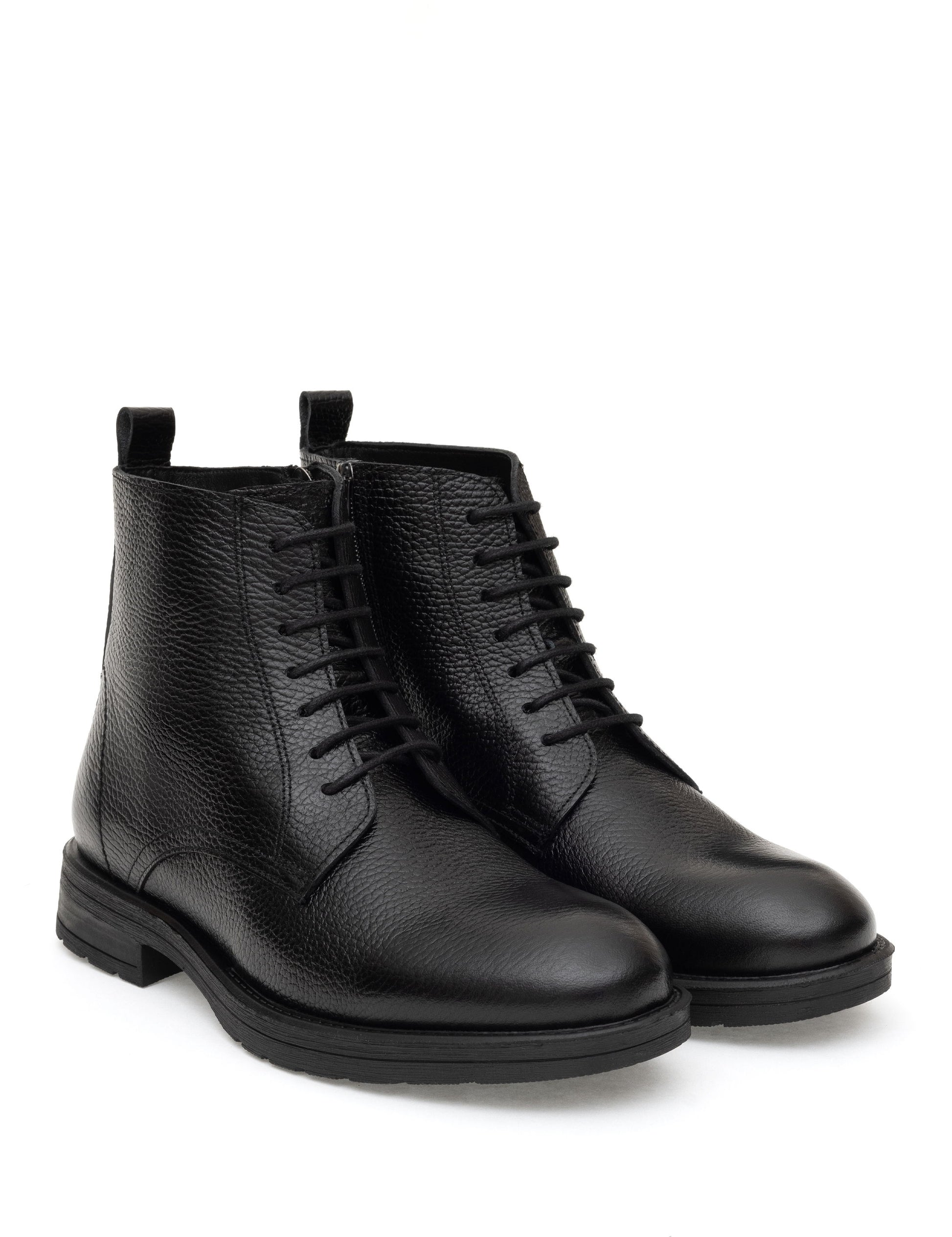 Black 100% Leather Rubber Sole Boots