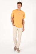 Men's Comfort Fit Crew Neck Orange T-Shirt