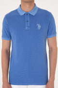 Men's Slim Fit Polo Neck Indigo Wash Basic T-Shirt