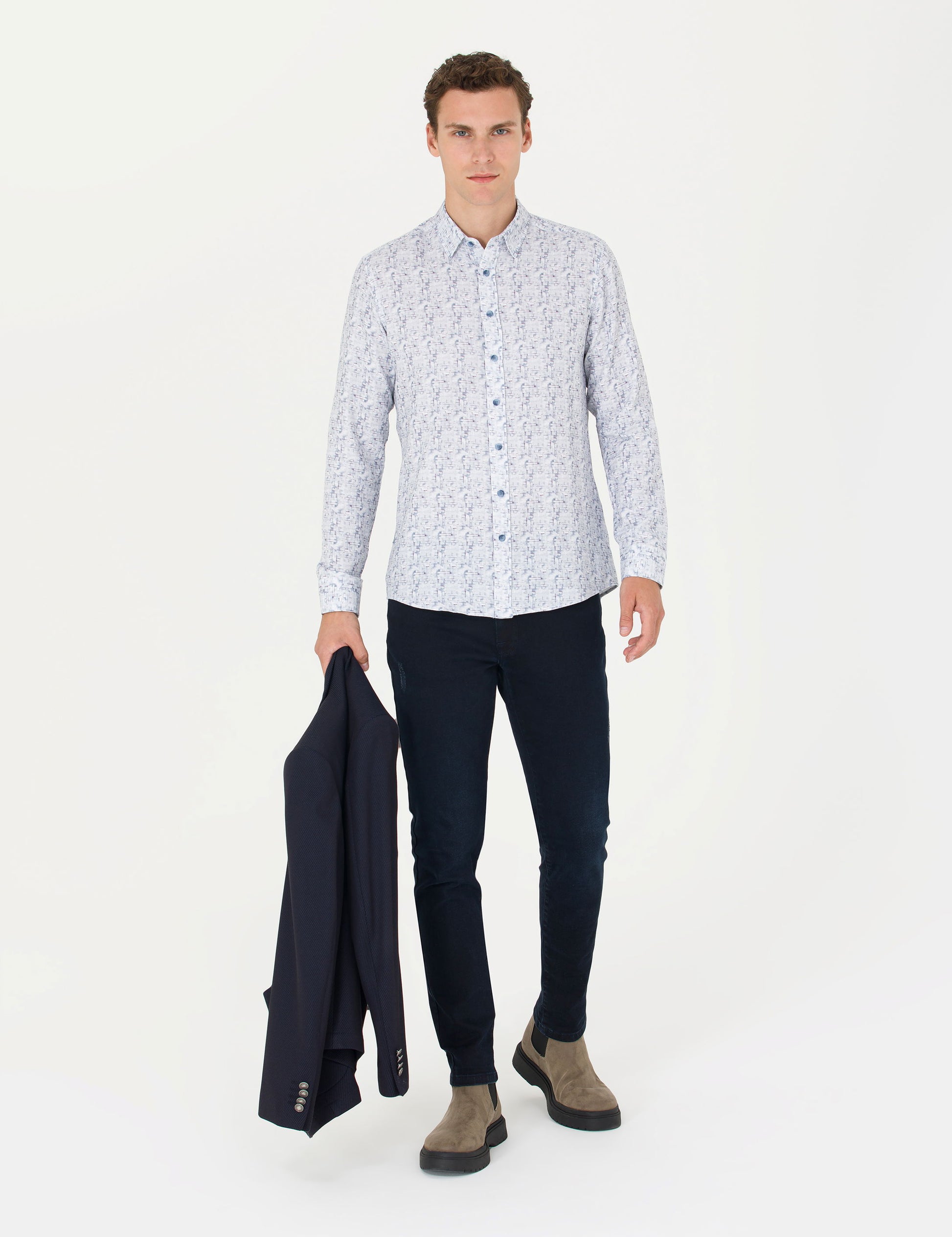 Blue Slim Fit Long Sleeve Shirt