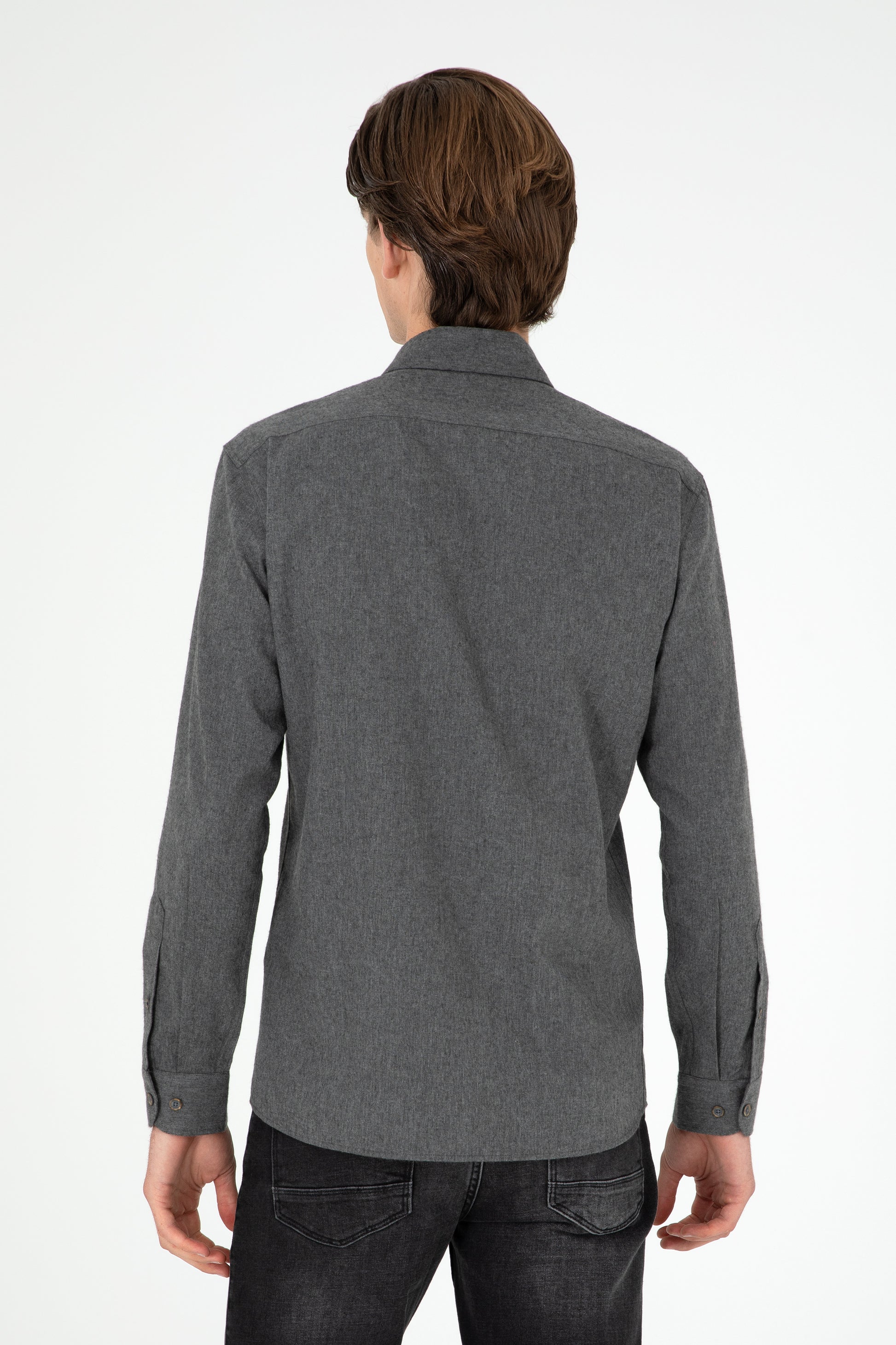 Men's Anthracite Long Sleeve Basic Shirt