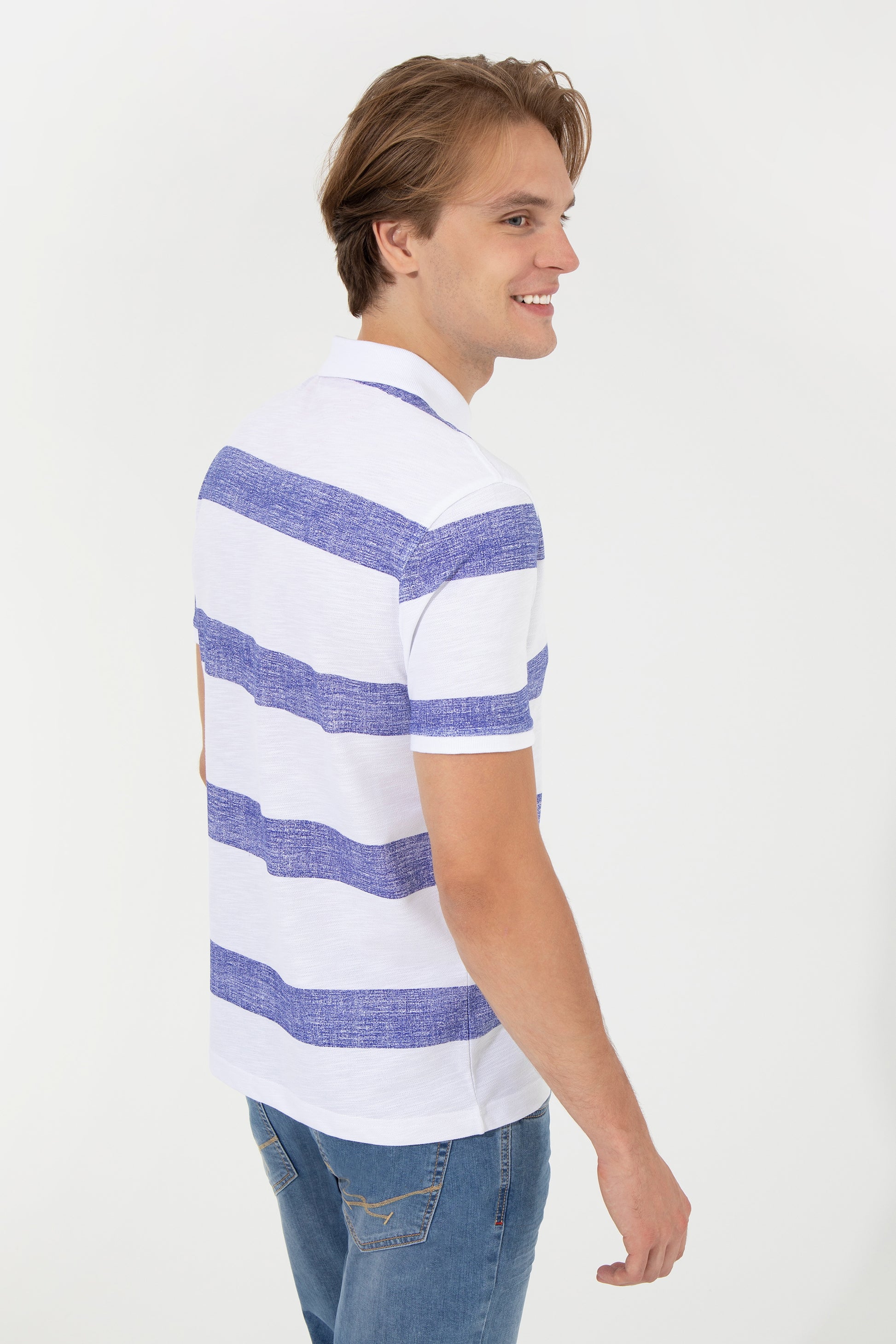 Men's Blue Polo Neck T-Shirt