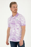 Men's Regular Fit Polo Neck Lilac T-Shirt