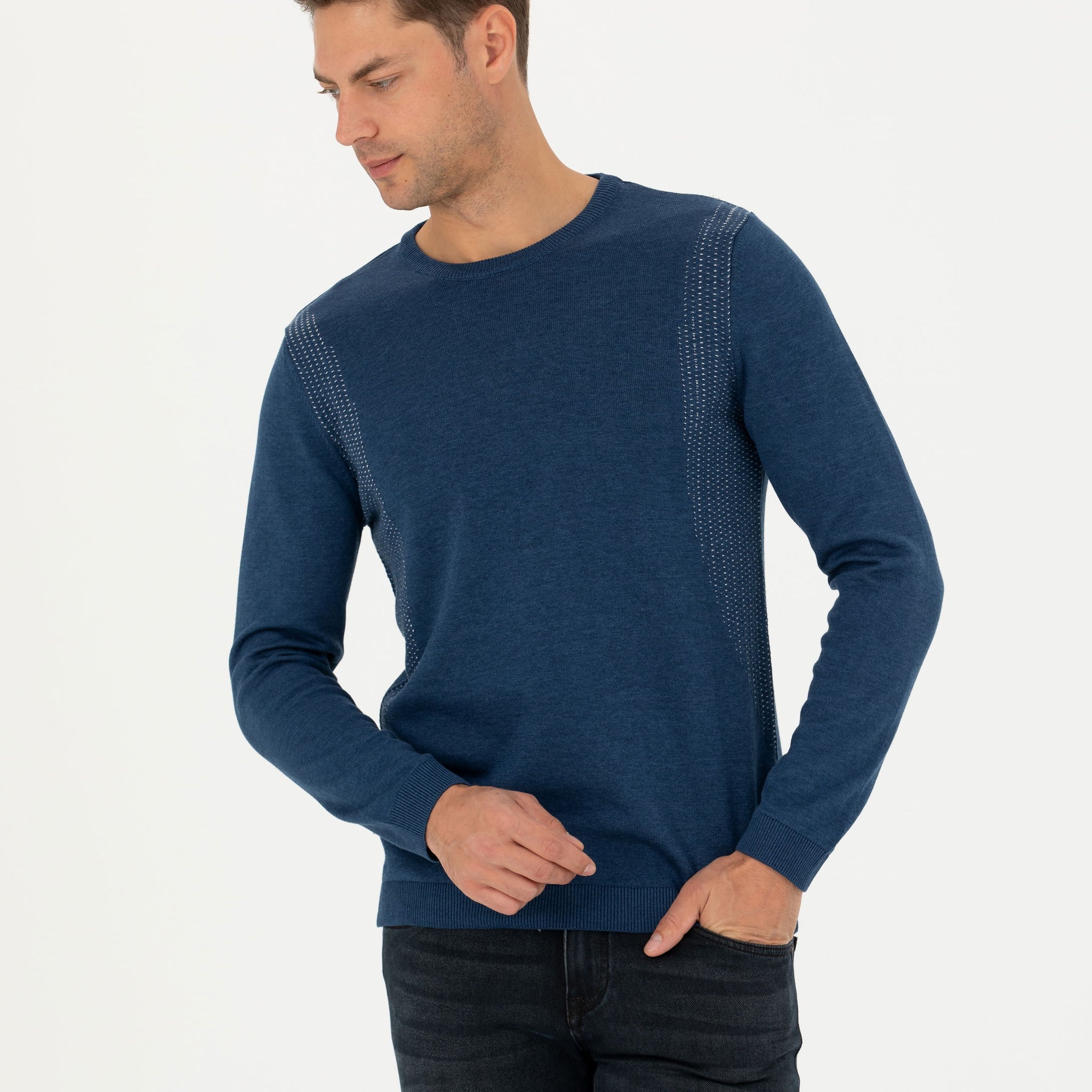 Indigo Melange Slim Fit Sweater