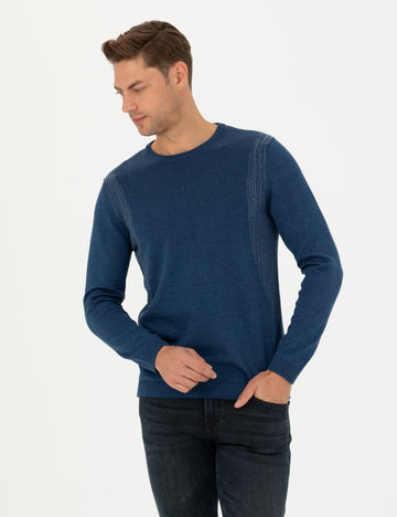 Indigo Melange Slim Fit Sweater