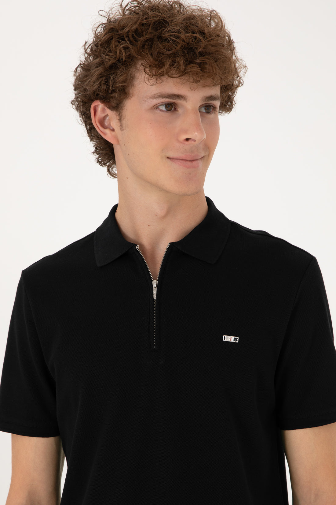 Men's Regular Fit Zipper Black T-Shirt