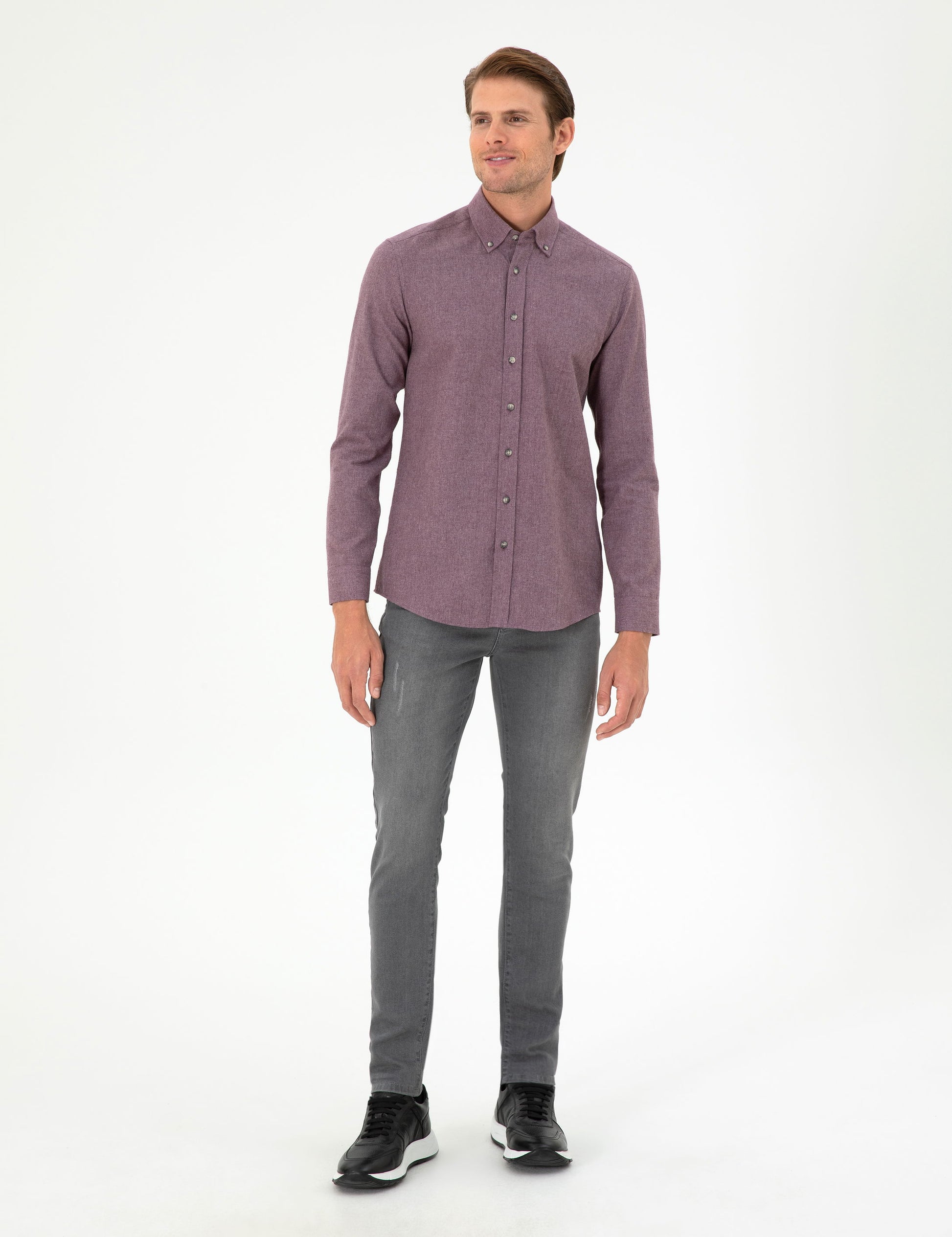Purple Slim Fit Long Sleeve Shirt