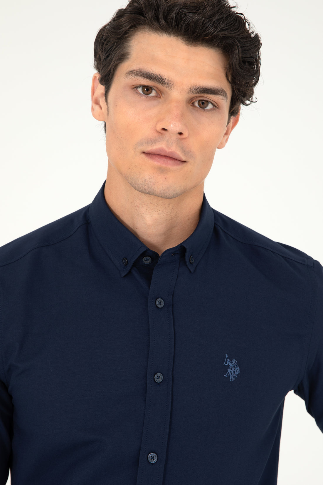 Men's Navy Blue Long Sleeve Basic Shirt