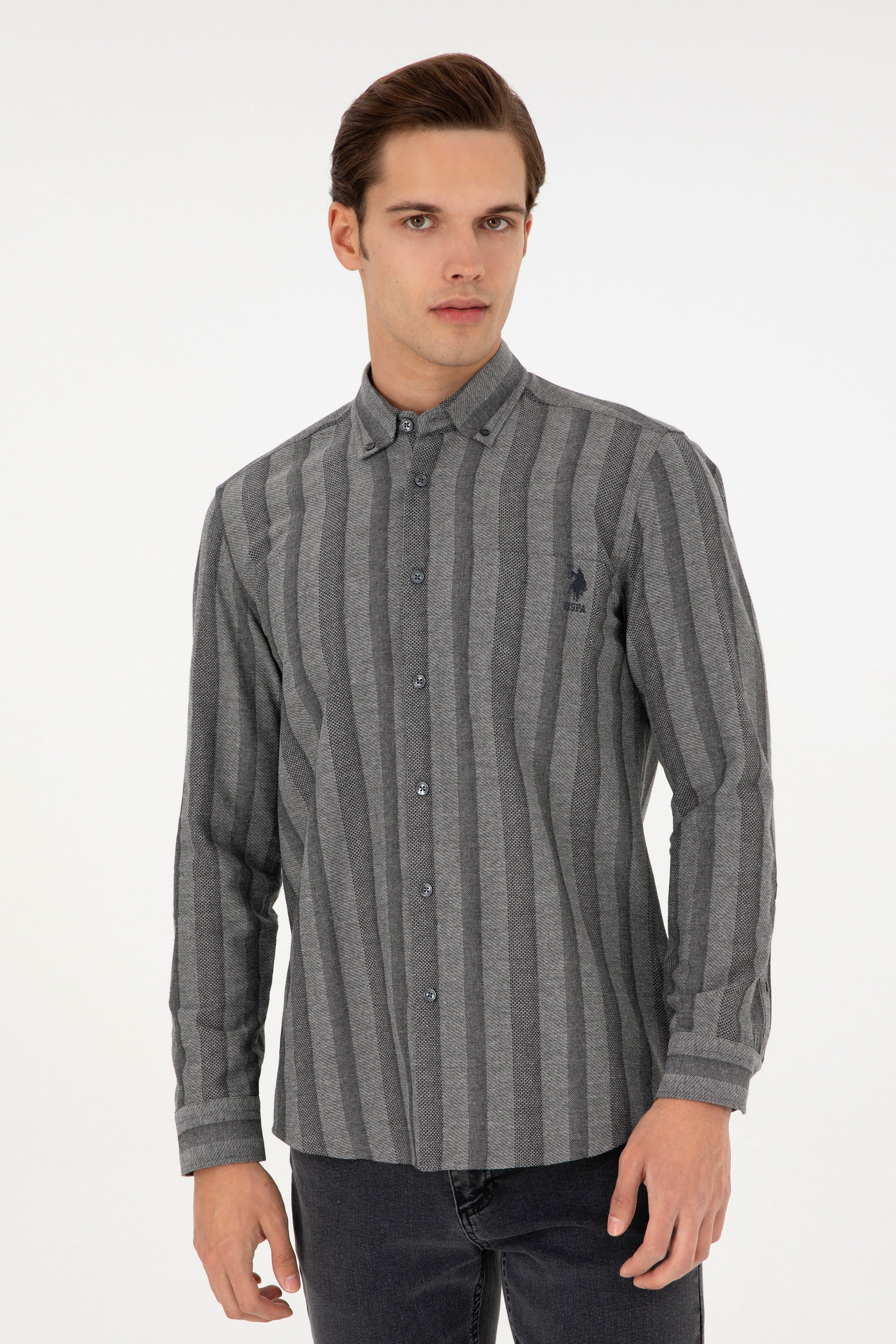 Men's Grey Long Sleeve Shirt