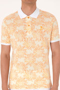 Men's Regular Fit Polo Neck Orange T-Shirt