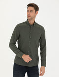 Khaki Slim Fit Long Sleeve Shirt