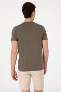 Men's Regular Fit Crew Neck Khaki T-Shirt