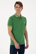 Men's Slim Fit Polo Neck Green Wash Basic T-Shirt