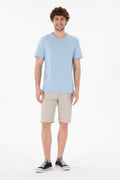 Men's Regular Fit Crew Neck Blue Basic T-Shirt