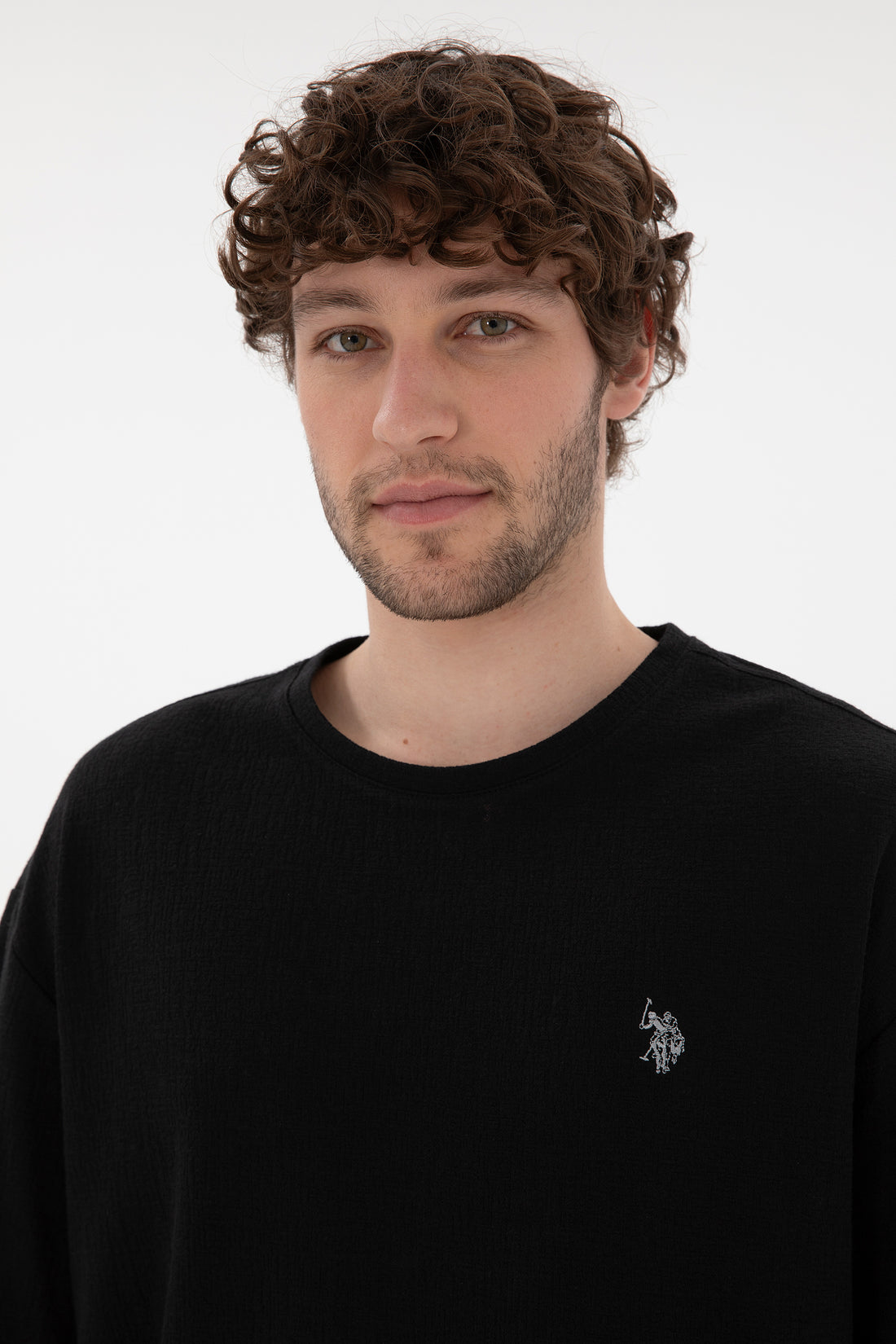 Men's Comfort Fit Crew Neck Black Jacquard Interlock T-Shirt