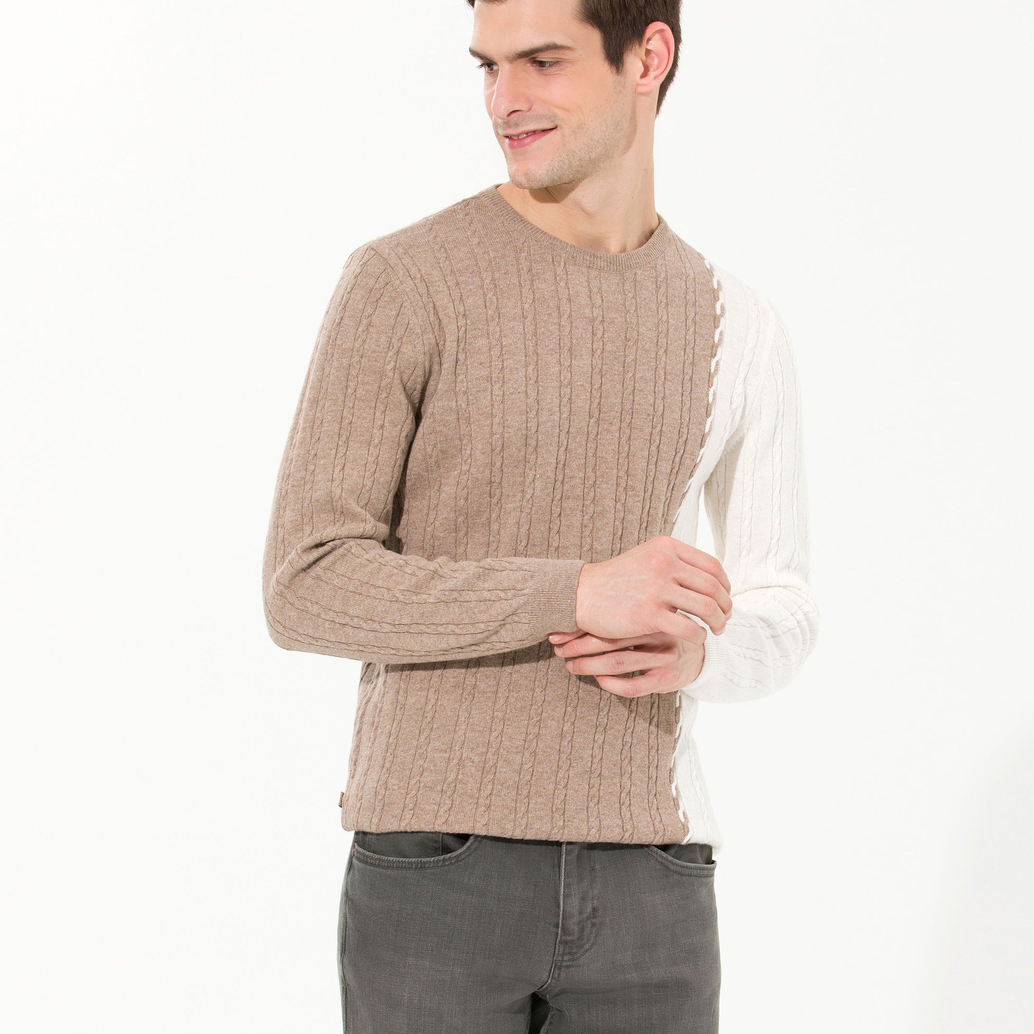 Mink Melange Slim Fit Crew Neck Knitwear Sweater