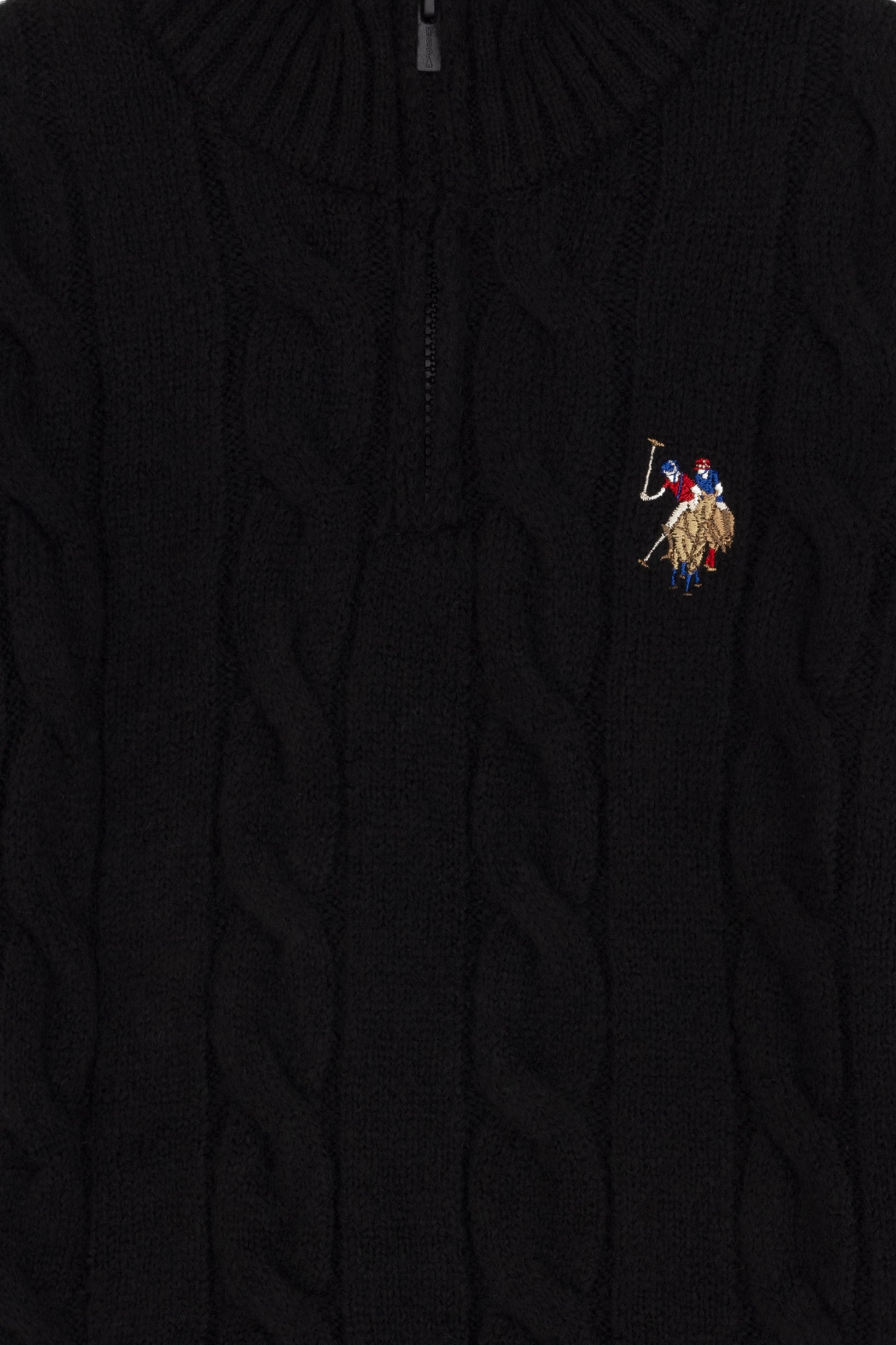 Boy's Half Zipper Black Sweater