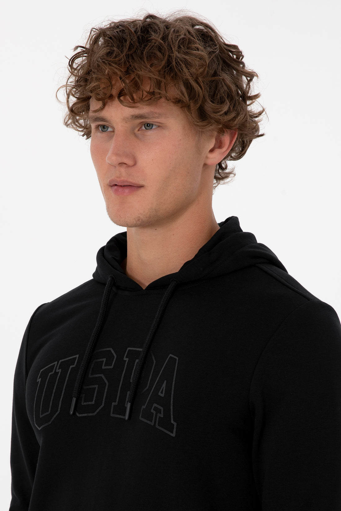 Erkek Regular Fit Kapüşonlu Siyah Basic Sweatshirt